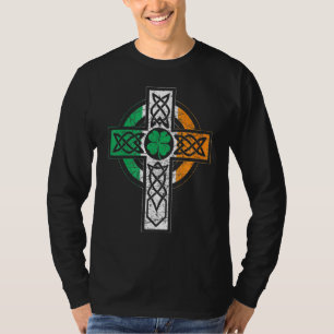 T-shirt Irish Celtic Knot Christian Cross Irlande Drapeau 
