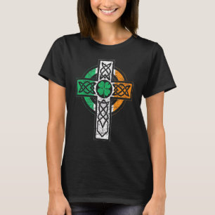 T-shirt Irish Celtic Knot Christian Cross Irlande Drapeau