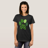 T-shirt Irish Cute Dog Paw Clovers St Patrick's Day Lucky (Devant entier)