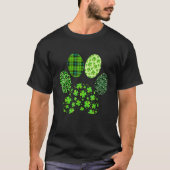 T-shirt Irish Cute Dog Paw Clovers St Patrick's Day Lucky (Devant)