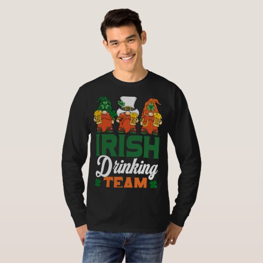 T-shirt Irish Drinking Team Drinking Beer Gnome  Patricks  (Devant entier)