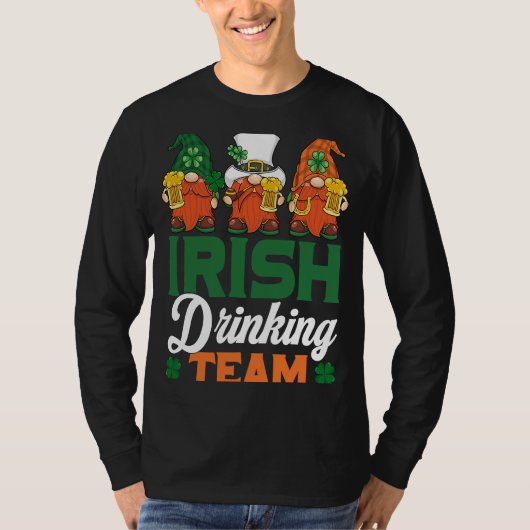 T-shirt Irish Drinking Team Drinking Beer Gnome  Patricks  (Devant)