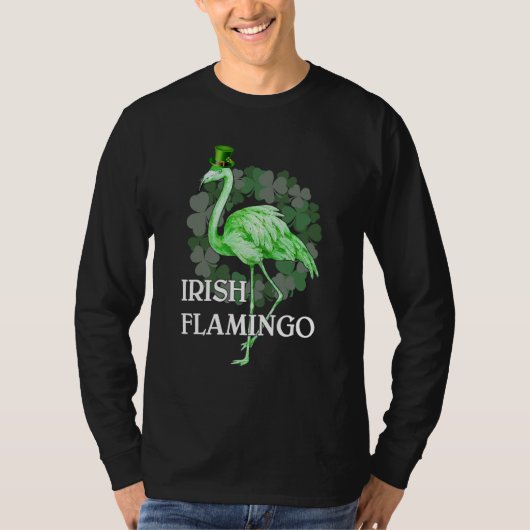 T-shirt Irish Flamingo Shamrock Lucky Leaf Outfit for Patr (Devant)
