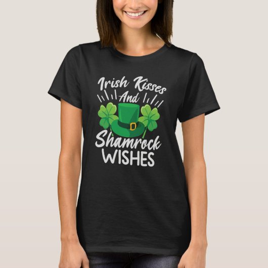 T-shirt Irish Kisses And Shamrock Wishes St Patrick's Day (Devant)