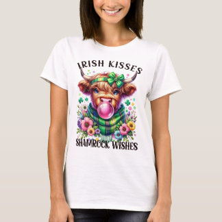 T-shirt Irish Kisses Shamrock souhaite HighlandCow Bubbleg