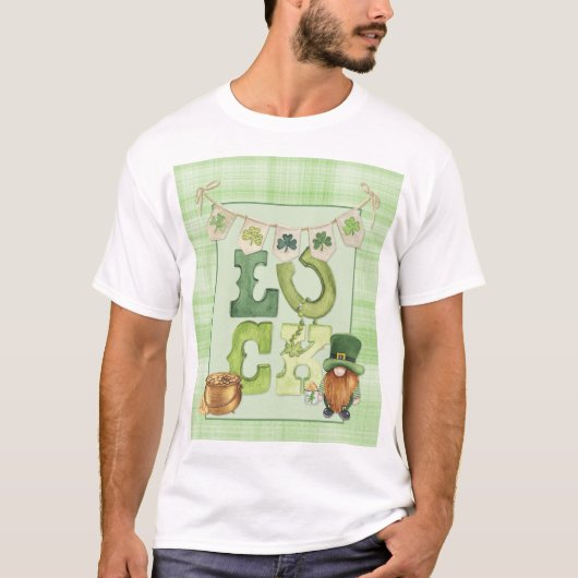 T-shirt Irish Luck St Patrick's Day Gnome Shamrock Green (Devant)