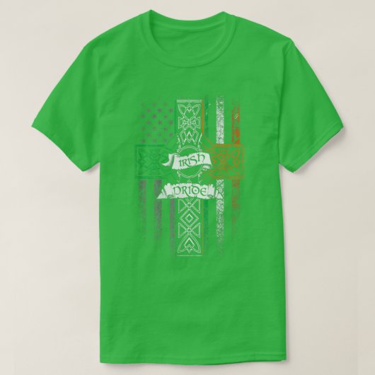 T-shirt Irish Pride American Flag Celtic Cross St patrick (Design devant)