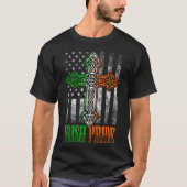 T-shirt Irish Pride Celtic Cross American Flag Irlande Gru (Devant)