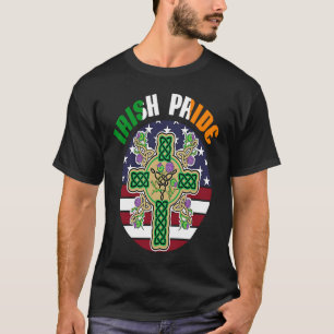 T-shirt Irish Pride Drapeau irlandais avec Drapeau US & Cr