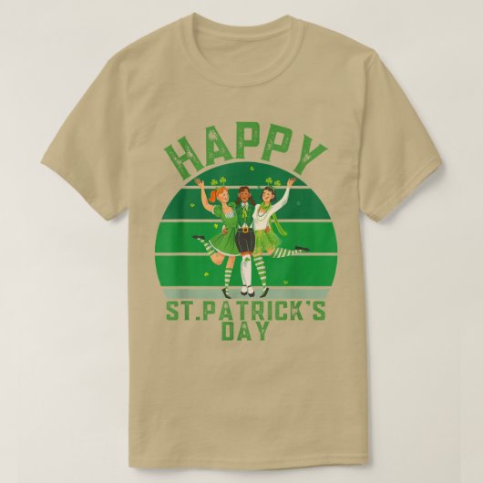 T-shirt Irish Retro Sunset Shamrock, Happy St Patrick's Da (Design devant)
