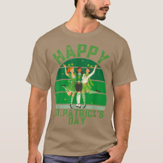 T-shirt Irish Retro Sunset Shamrock, Happy St Patrick's Da