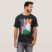 T-shirt Irish Roots Half American Flag Ireland Flag (Devant entier)
