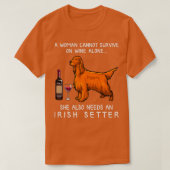 T-shirt Irish Setter and wine Funny (Design devant)