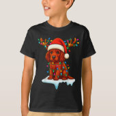 T-shirt Irish Setter Christmas Santa Hat Reindeer Lights P (Devant)