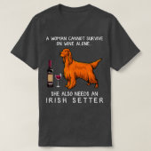 T-shirt Irish Setter et vin Drôle chien  (Design devant)