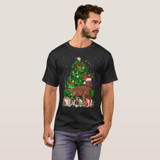T-shirt Irish Setter Noël Arbre clair Pyjama Chien Xmas (Devant entier)