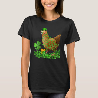 T-shirt Irish Shamrock Leaf Leprechaun Hat Chicken St Patr