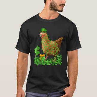 T-shirt Irish Shamrock Leaf Leprechaun Hat Chicken St Patr