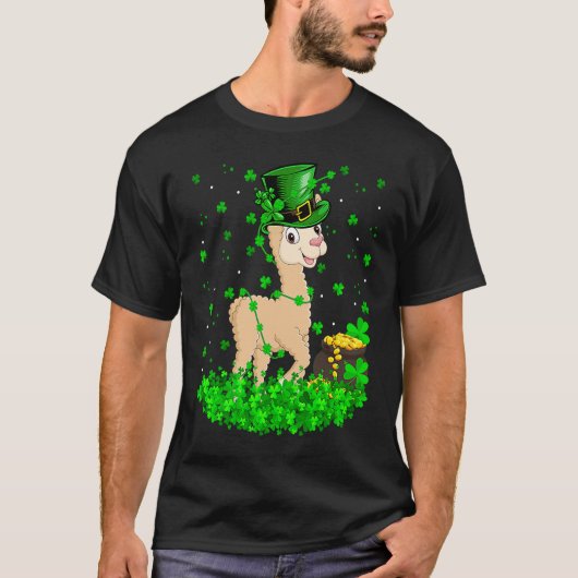 T-shirt Irish Shamrock Leprechaun Alpaca St Patrick's Day (Devant)