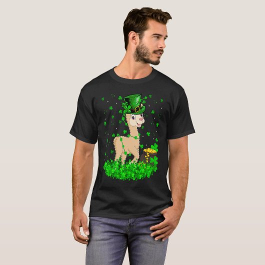 T-shirt Irish Shamrock Leprechaun Alpaca St Patrick's Day  (Devant entier)