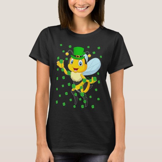 T-shirt Irish Shamrock Leprechaun Bee St Patrick's Day (Devant)
