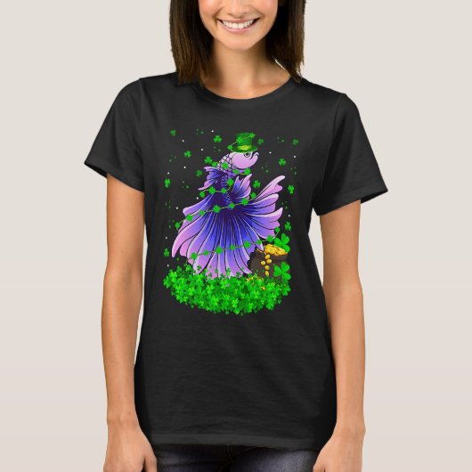 T-shirt Irish Shamrock Leprechaun Betta Fish St Patrick's (Devant)