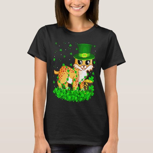 T-shirt Irish Shamrock Leprechaun Bobcat St Patrick's Day (Devant)