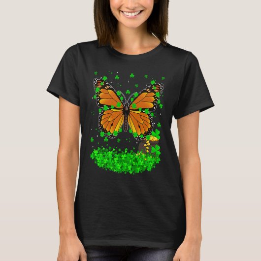 T-shirt Irish Shamrock Leprechaun Butterfly St Patrick's D (Devant)