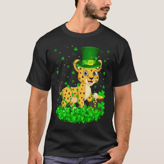 T-shirt Irish Shamrock Leprechaun Cheetah St Patrick's Day (Devant)
