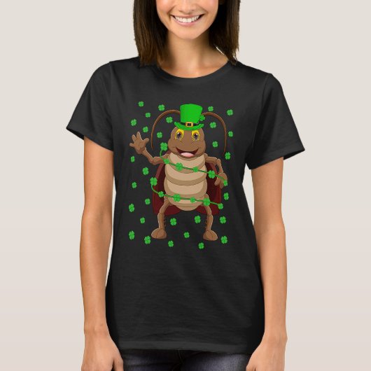 T-shirt Irish Shamrock Leprechaun Cockroach St Patrick's D (Devant)