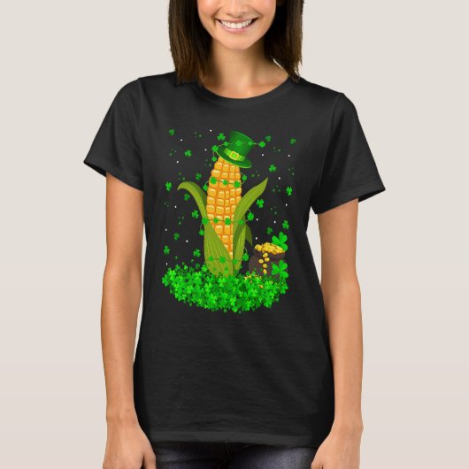 T-shirt Irish Shamrock Leprechaun Corn St Patrick's Day (Devant)