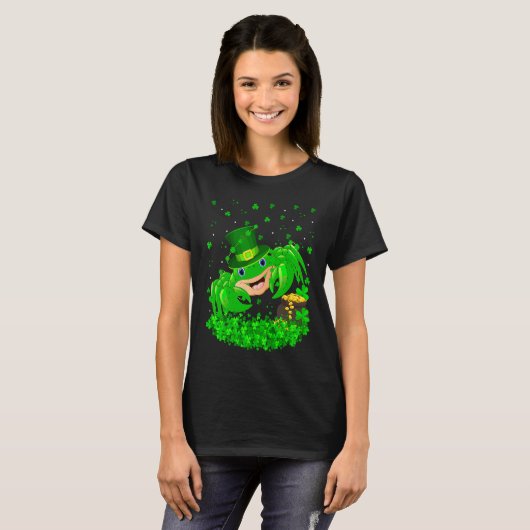 T-shirt Irish Shamrock Leprechaun Crab Fish St Patrick's D (Devant entier)
