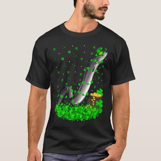 T-shirt Irish Shamrock Leprechaun Eels Fish St Patrick's D (Devant)