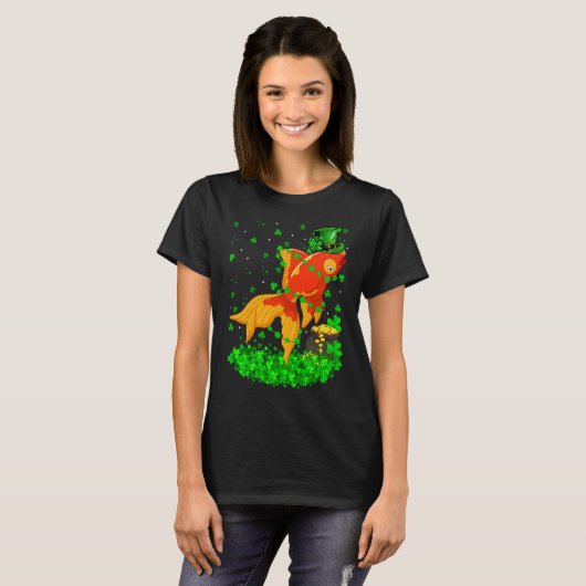 T-shirt Irish Shamrock Leprechaun Goldfish St Patrick's Da (Devant entier)