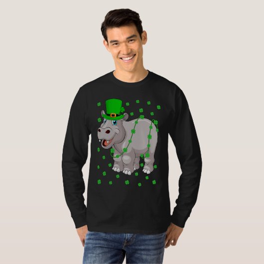 T-shirt Irish Shamrock Leprechaun Hippopotamus St Patrick' (Devant entier)