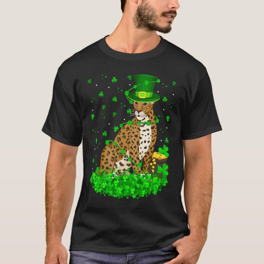 T-shirt Irish Shamrock Leprechaun Jaguar St Patrick's Day (Devant)