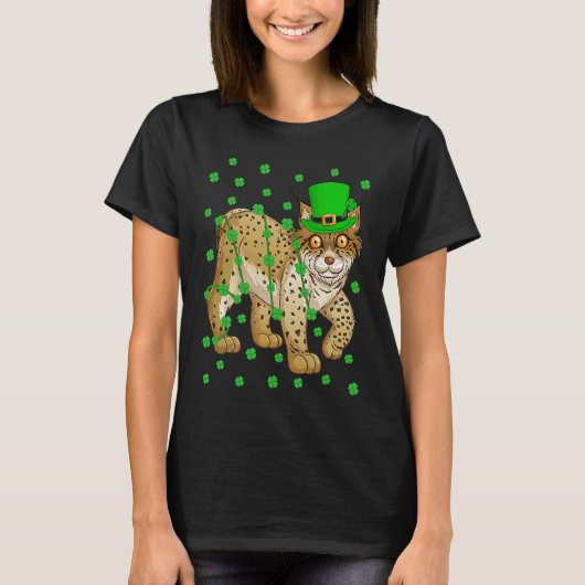 T-shirt Irish Shamrock Leprechaun Lynx St Patrick's Day (Devant)