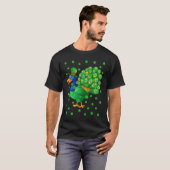 T-shirt Irish Shamrock Leprechaun Peacock Bird St Patrick' (Devant entier)