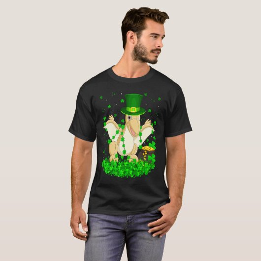 T-shirt Irish Shamrock Leprechaun Pterodactyl Bird St Patr (Devant entier)
