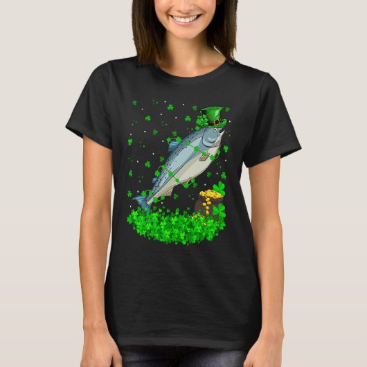 T-shirt Irish Shamrock Leprechaun Salmon Fish St Patrick's (Devant)