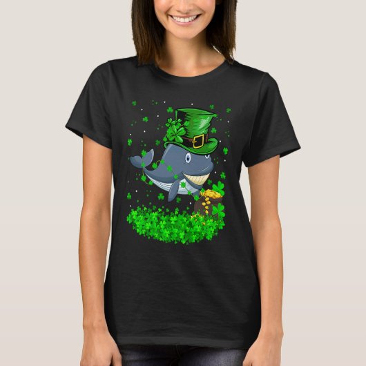 T-shirt Irish Shamrock Leprechaun Whale St Patrick's Day (Devant)