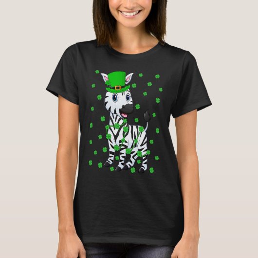 T-shirt Irish Shamrock Leprechaun Zebra St Patrick's Day (Devant)