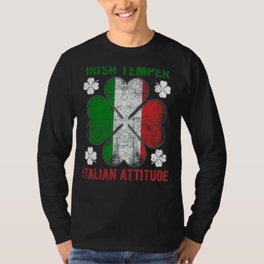T-shirt Irish Temper Italien Attitude Sahmrock St patrick (Devant)