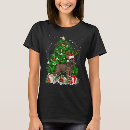 T-shirt Irish Water Spaniel Christmas Tree Light Pajama Do (Devant)