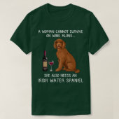 T-shirt Irish Water Spaniel et vin Drôle chien  (Design devant)