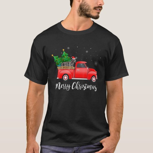 T-shirt Irish Wolfhound Dog Riding Red Truck Christmas (Devant)