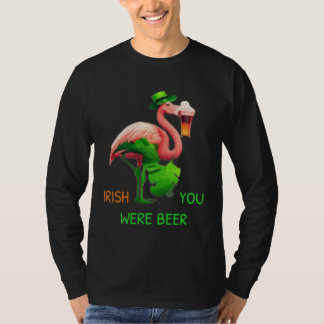 T-shirt Irish You Were Beer Flamingo Shamrock For St Patri