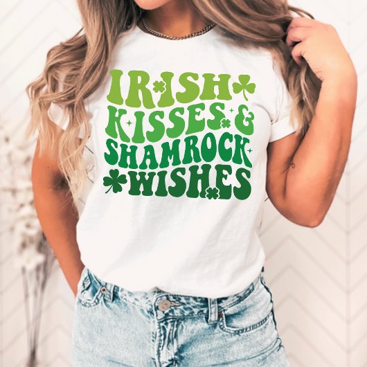 T-shirt Irlandais Baisers & Souhaits Shamrocks Retro St Pa