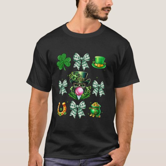 T-shirt Irlandais Coquette Bow Sugar Crâne soufflant bulle (Devant)