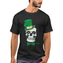 T-shirt irlandais de noir de crâne